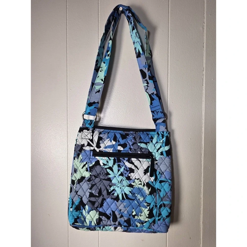 Vera Bradley Blue Turquoise Camo Floral Crossbody Shoulder Bag Purse Retired